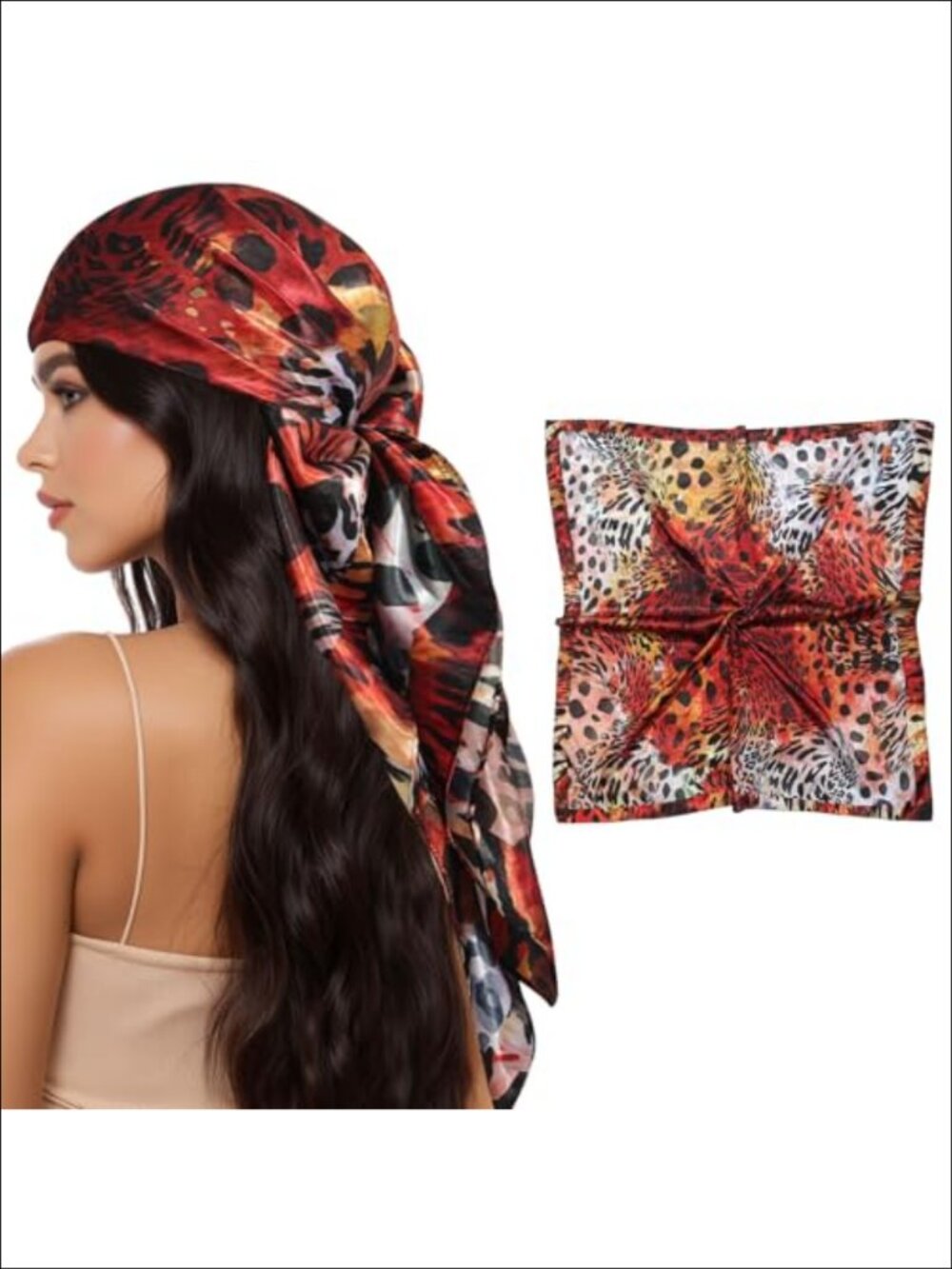 35" Square Satin Silk-Feel Scarf Hair Wrap Bandana Women's Silky
